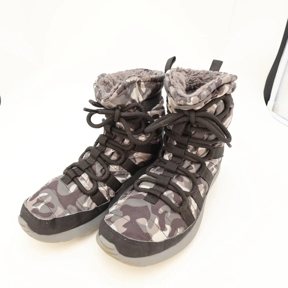 Nike Roshe One Hi Flash GS Camo Winter Boots Black Grey 807425-001 Womens 7.5